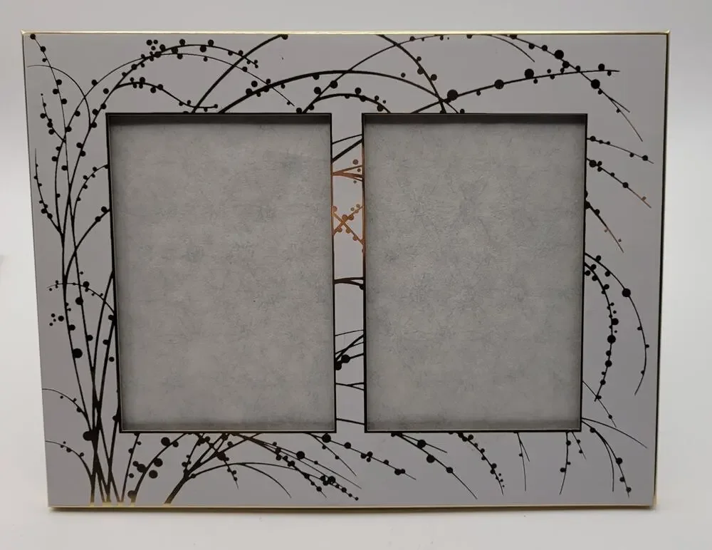 MCM white and gold double picture frame